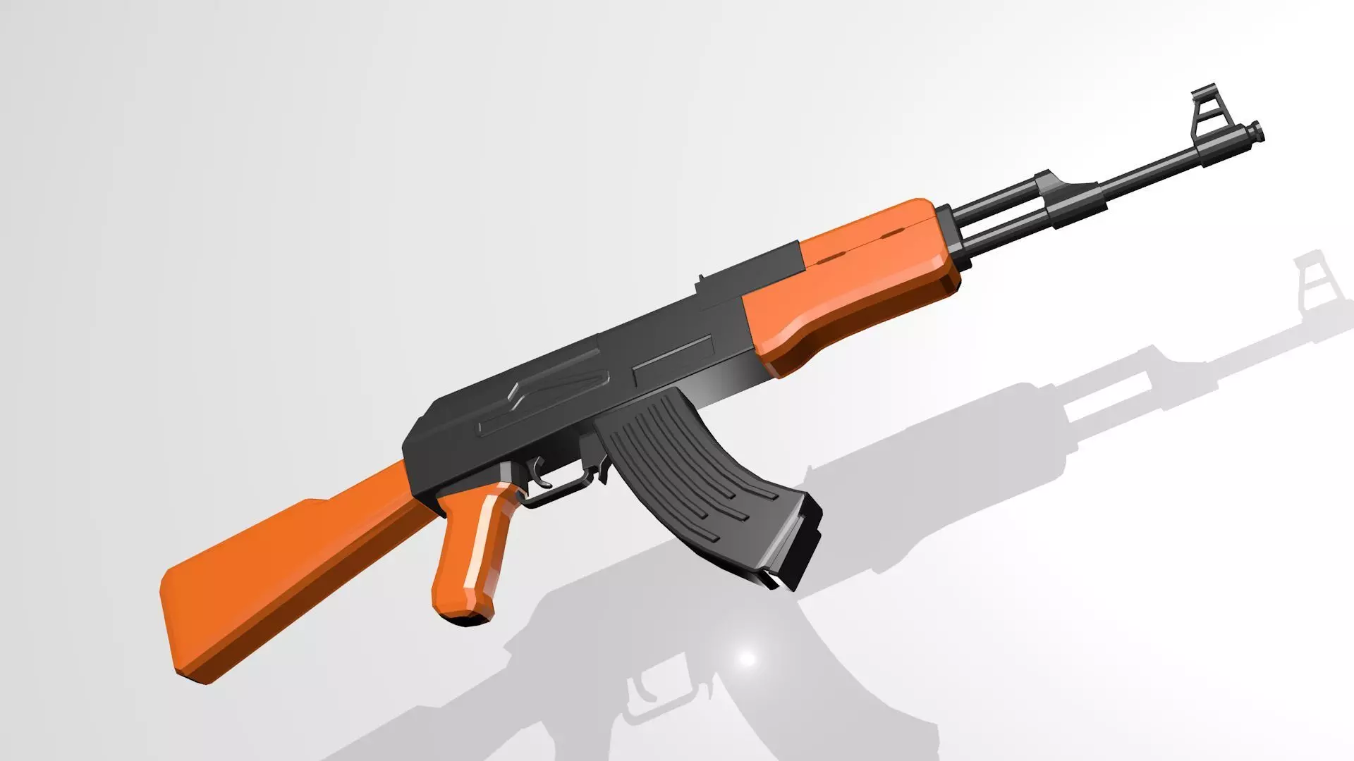Low Poly AK-47 orange ak - rifle 3D model_0