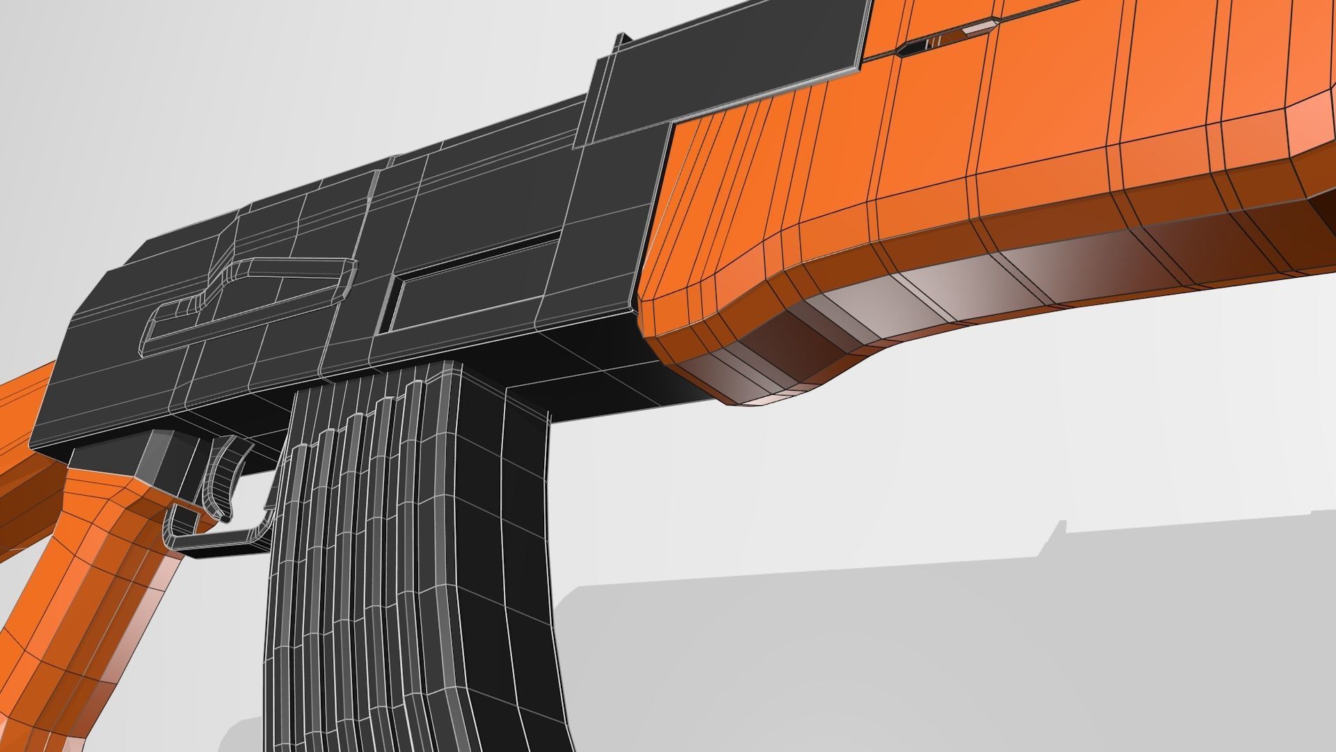Low Poly AK-47 orange ak - rifle 3D model_5