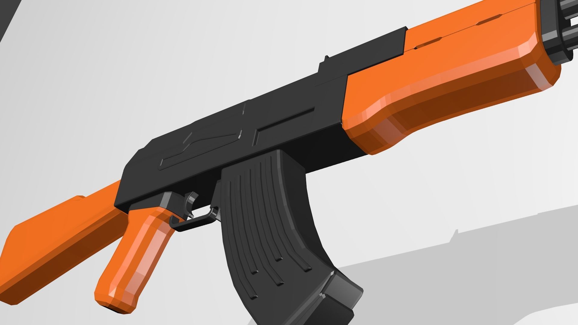 Low Poly AK-47 orange ak - rifle 3D model_4