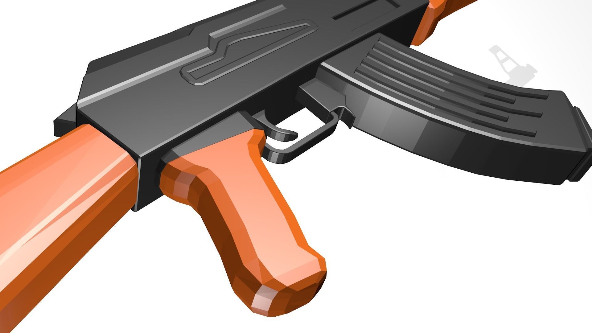 Low Poly AK-47 orange ak - rifle 3D model_2