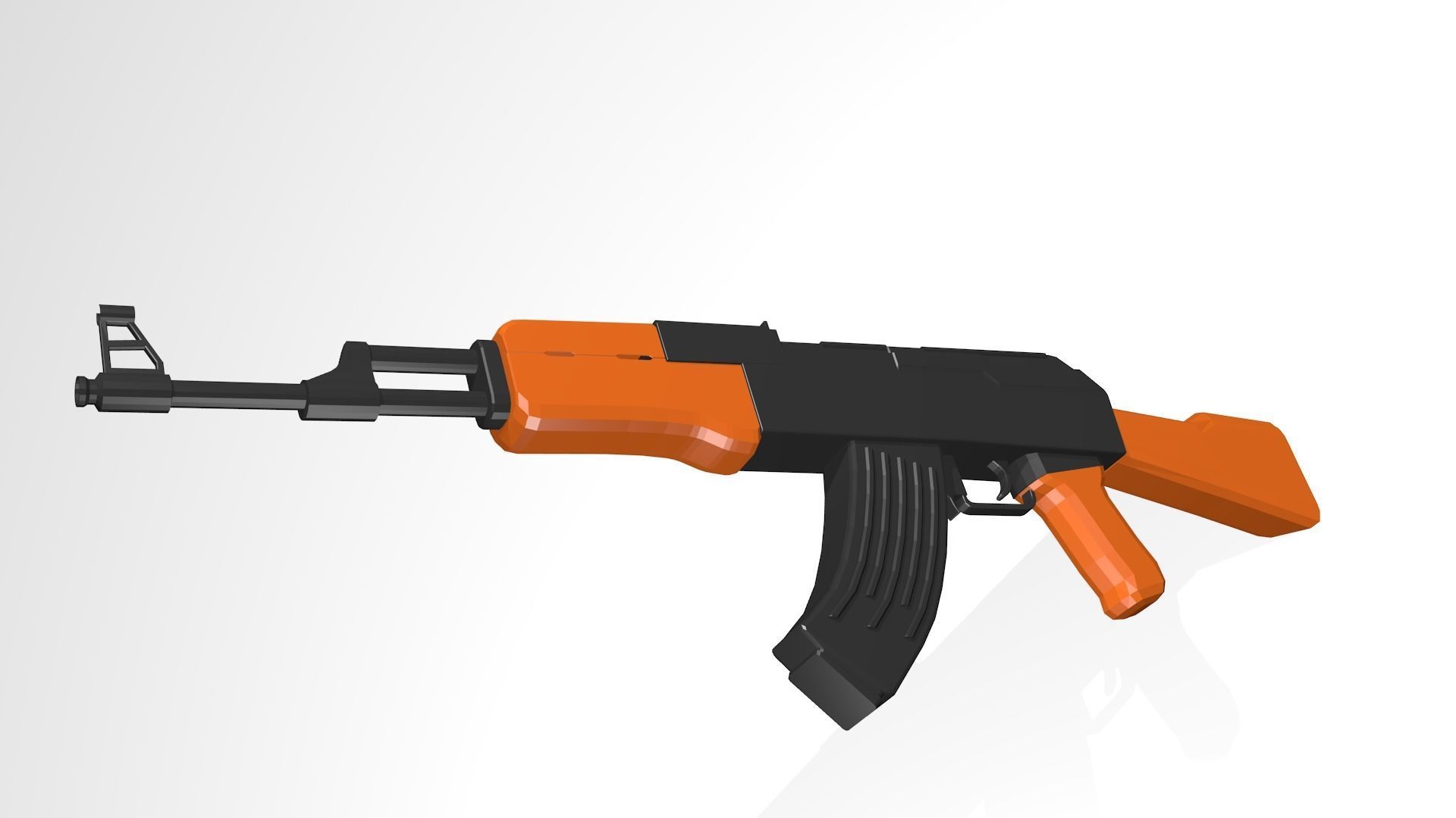 Low Poly AK-47 orange ak - rifle 3D model_1
