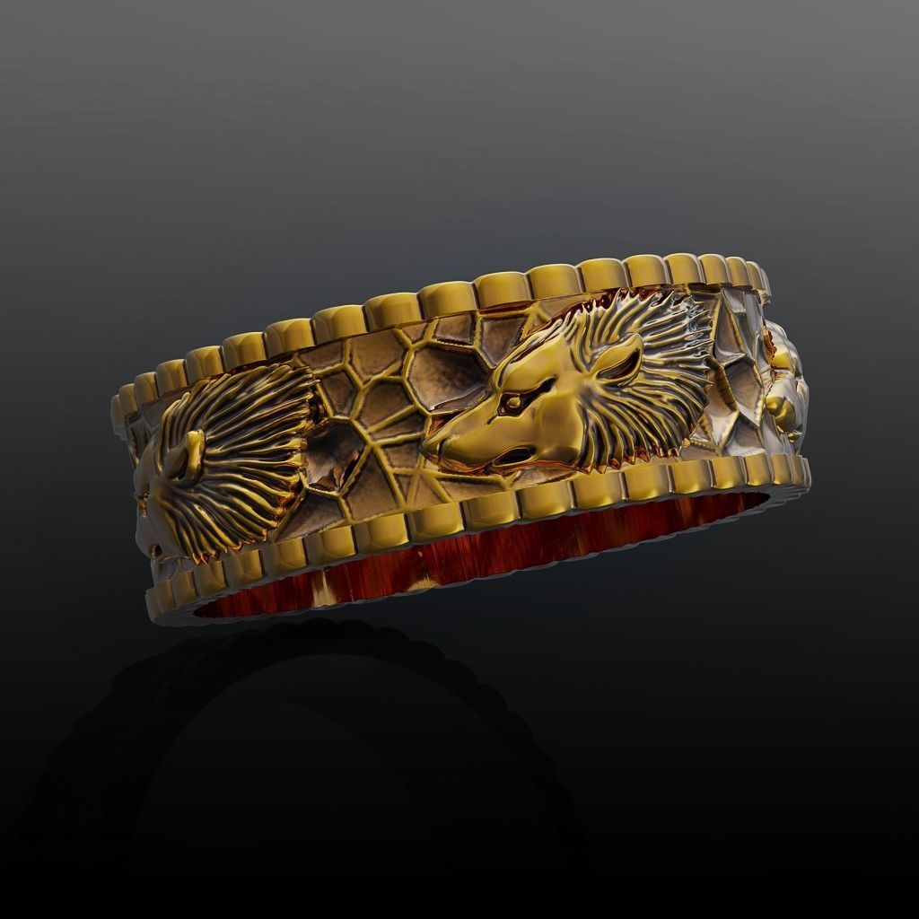 Wolf ring 3D print model_1