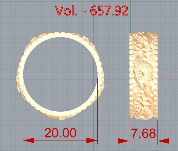 Wolf ring 3D print model_3