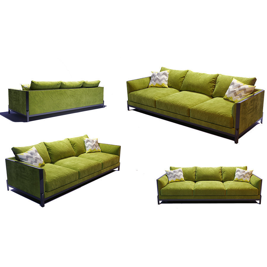 sofa green 3D model_4