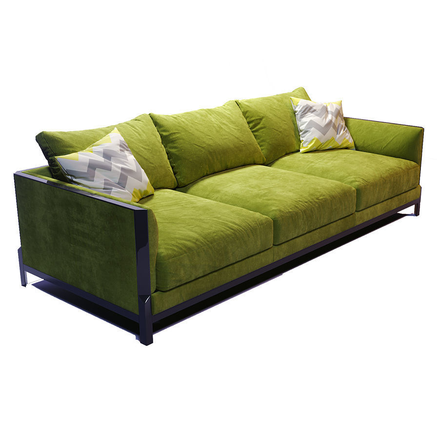 sofa green 3D model_1