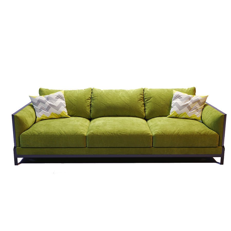 sofa green 3D model_2
