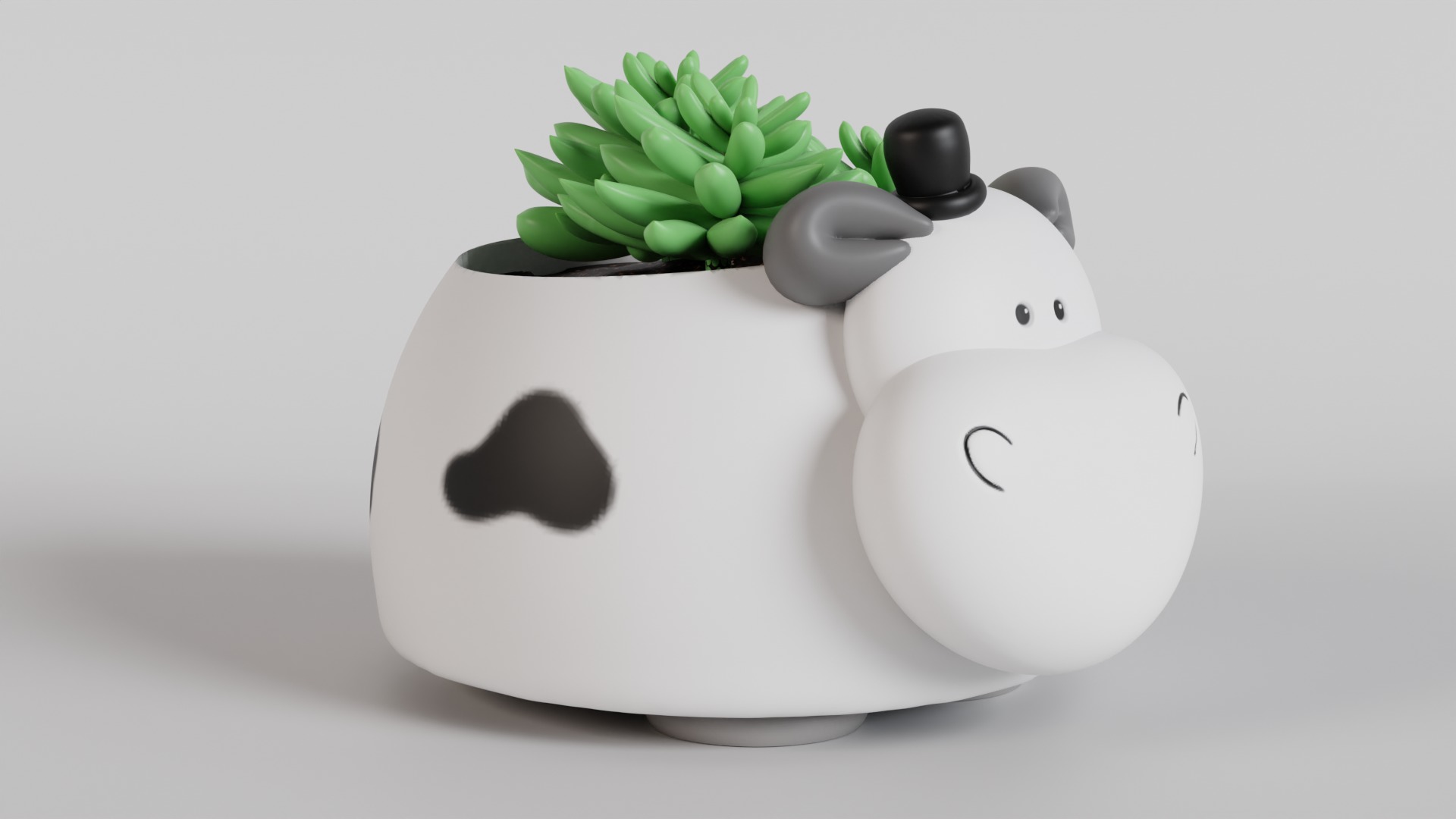 Adorable Cow Planter  3D print model_2