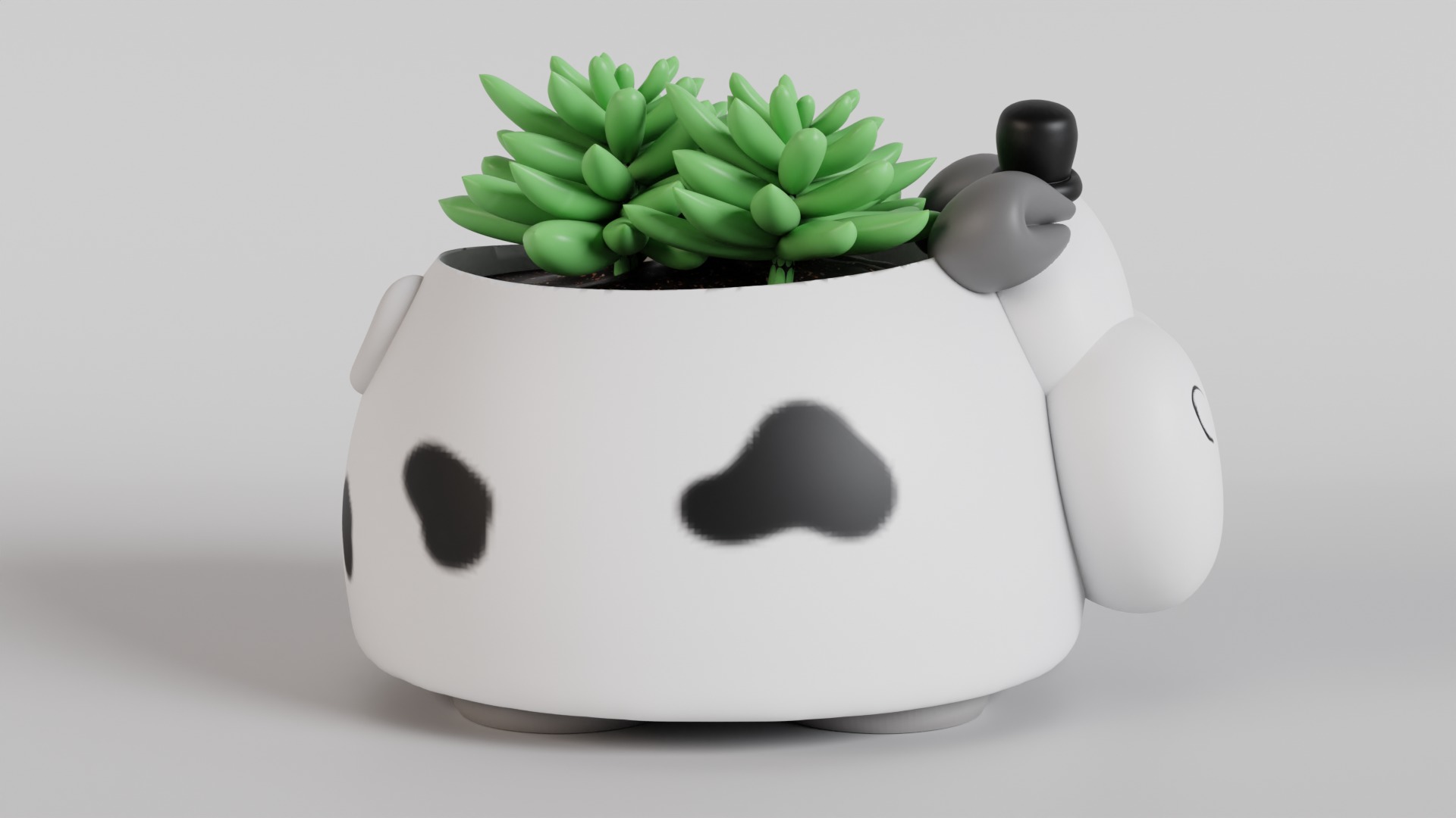 Adorable Cow Planter  3D print model_3