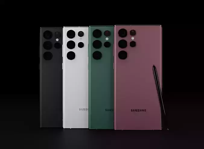 Samsung Galaxy S22 Ultra in Leaked Colors Low-poly 3D model