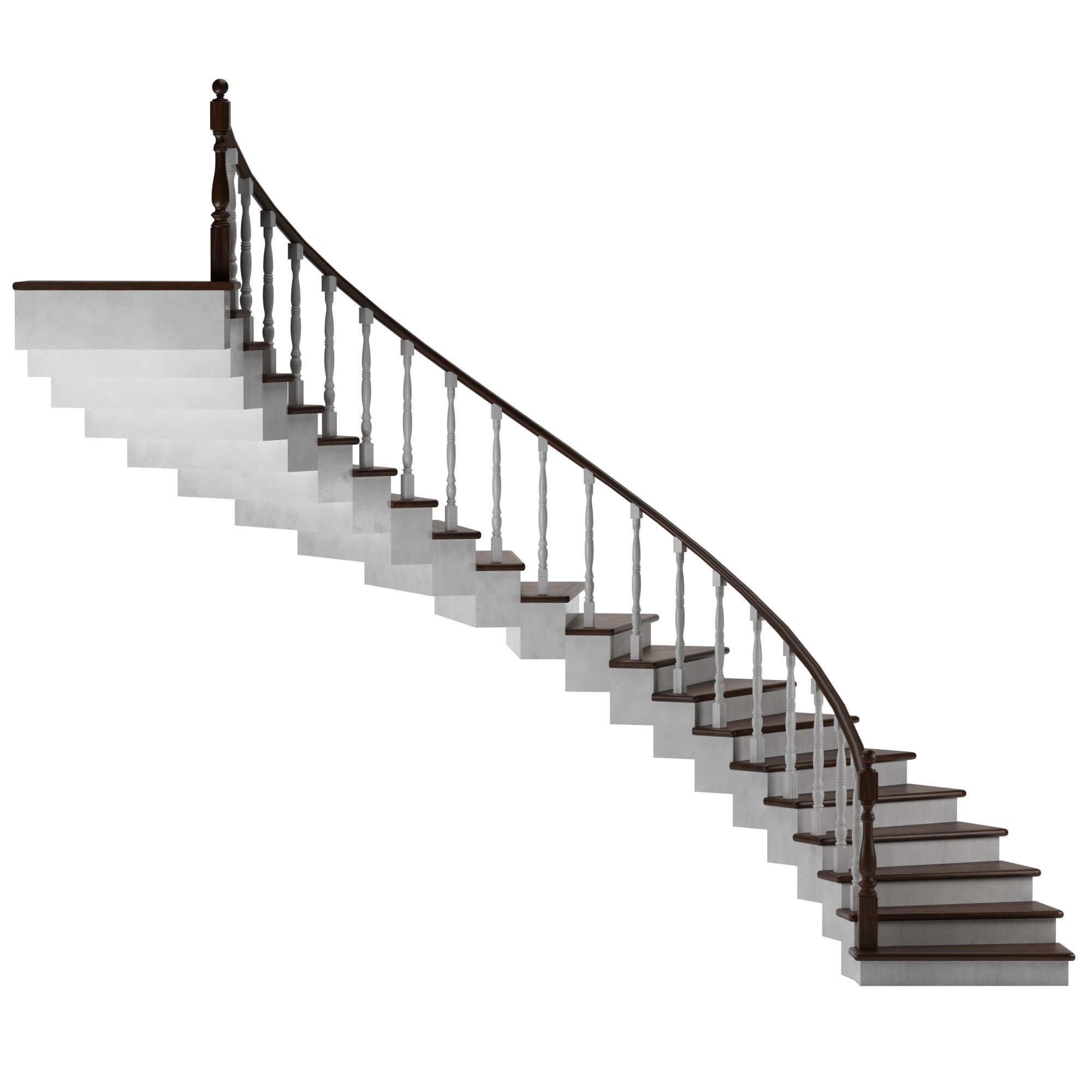 Wooden spiral Stairs Low-poly 3D model_2