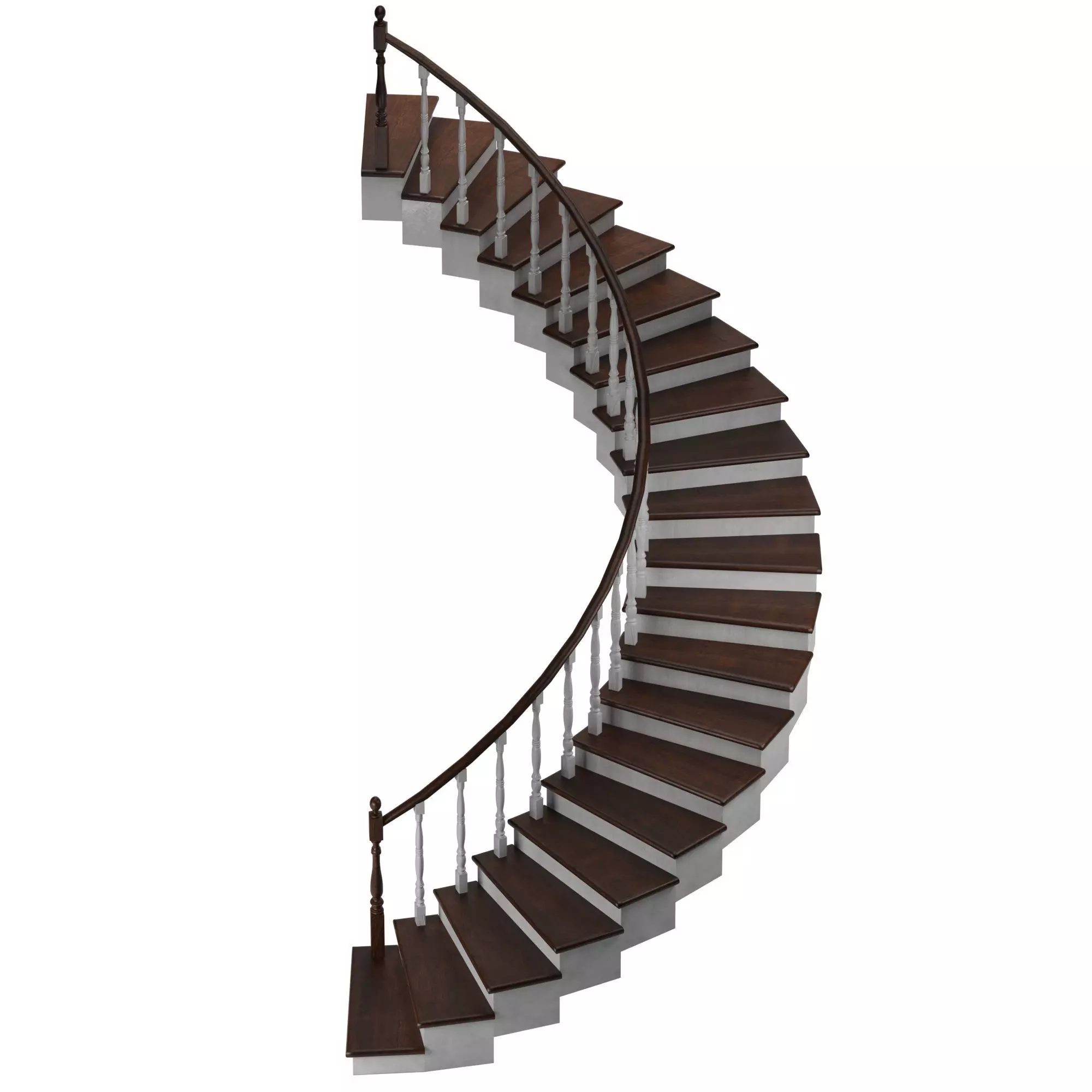 Wooden spiral Stairs Low-poly 3D model_0