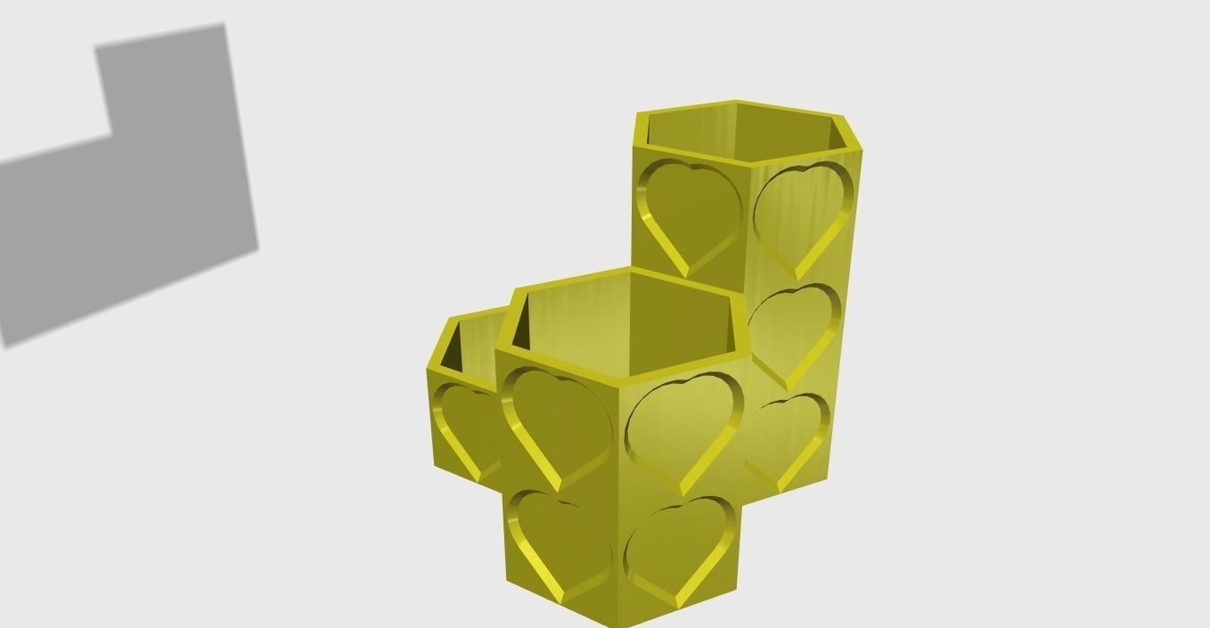 Pencil Holder Hexagons  Hearts easy printable 3D print model_6