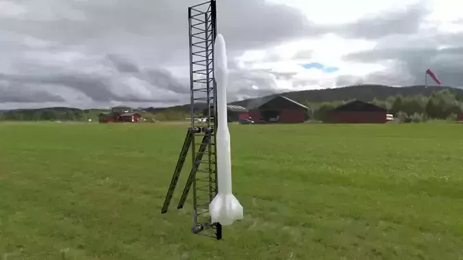 rocket in middle of field 3D print model
