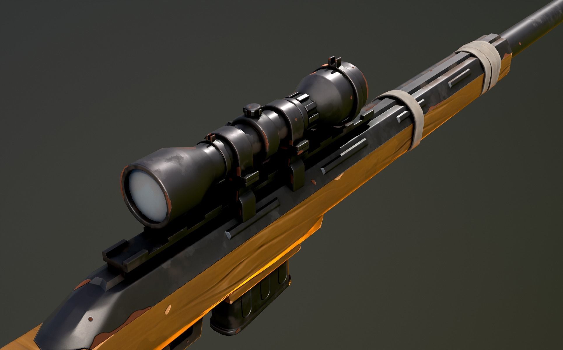 Warfare Magnum British Stylized Sniper Gun Low-poly 3D model_13