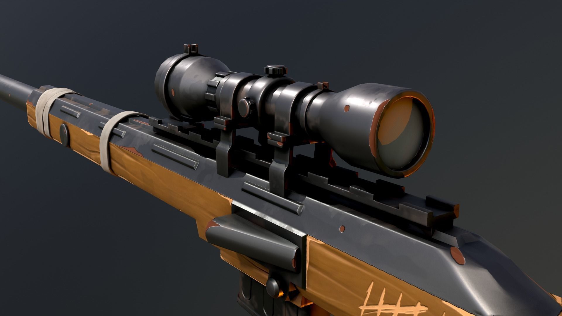 Warfare Magnum British Stylized Sniper Gun Low-poly 3D model_10
