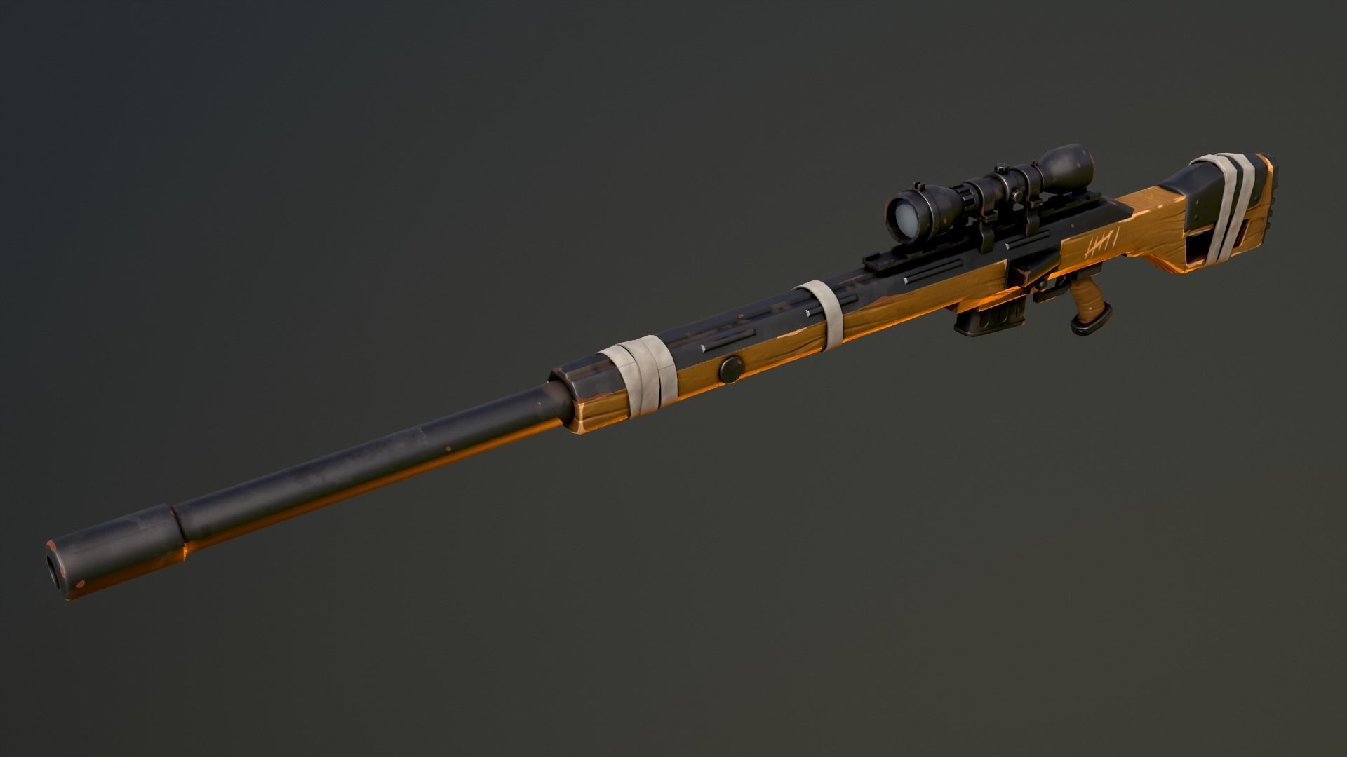 Warfare Magnum British Stylized Sniper Gun Low-poly 3D model_12