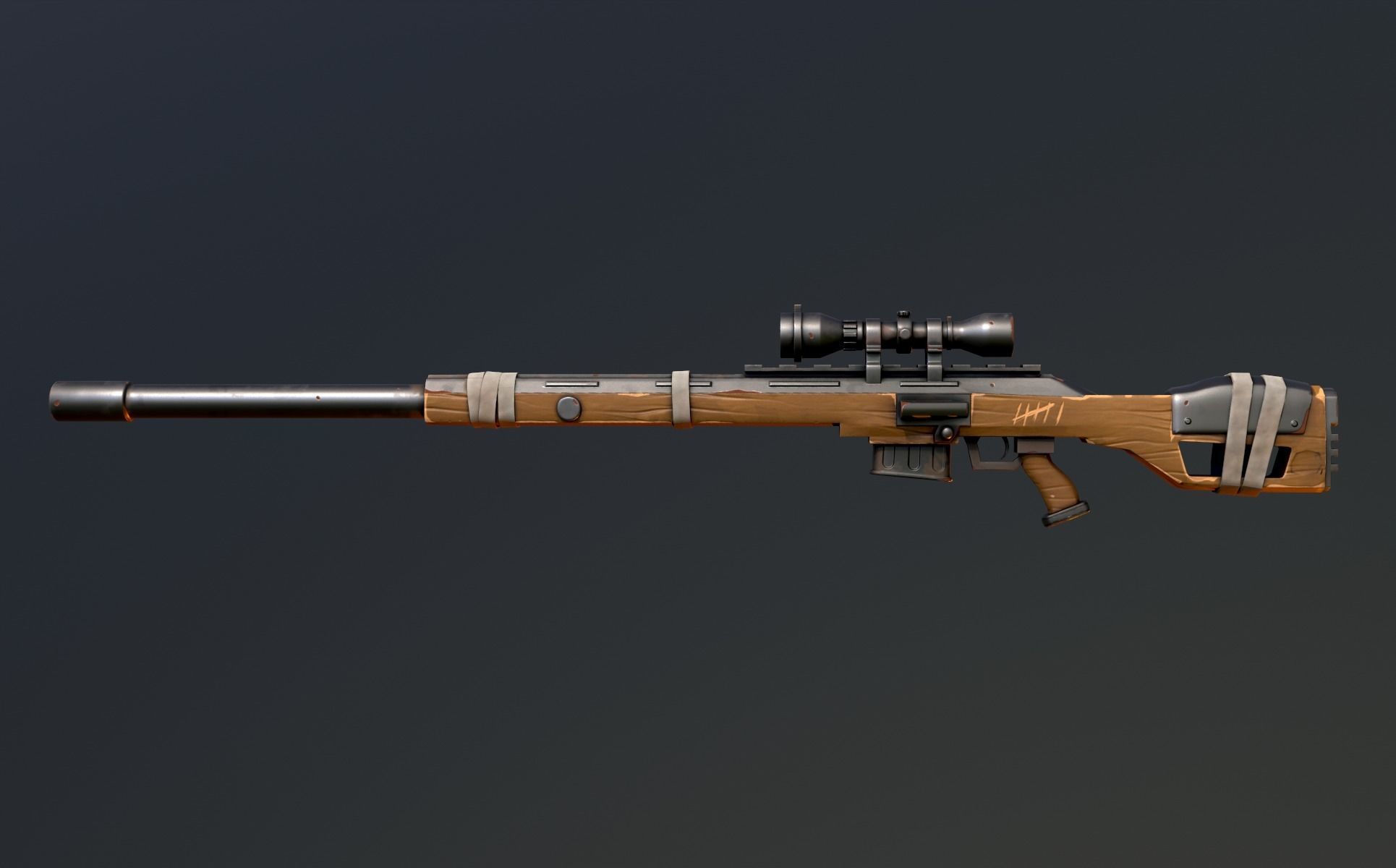Warfare Magnum British Stylized Sniper Gun Low-poly 3D model_6
