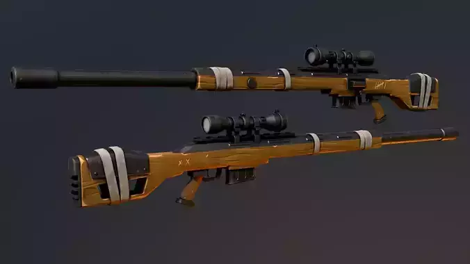 Warfare Magnum British Stylized Sniper Gun Low-poly 3D model