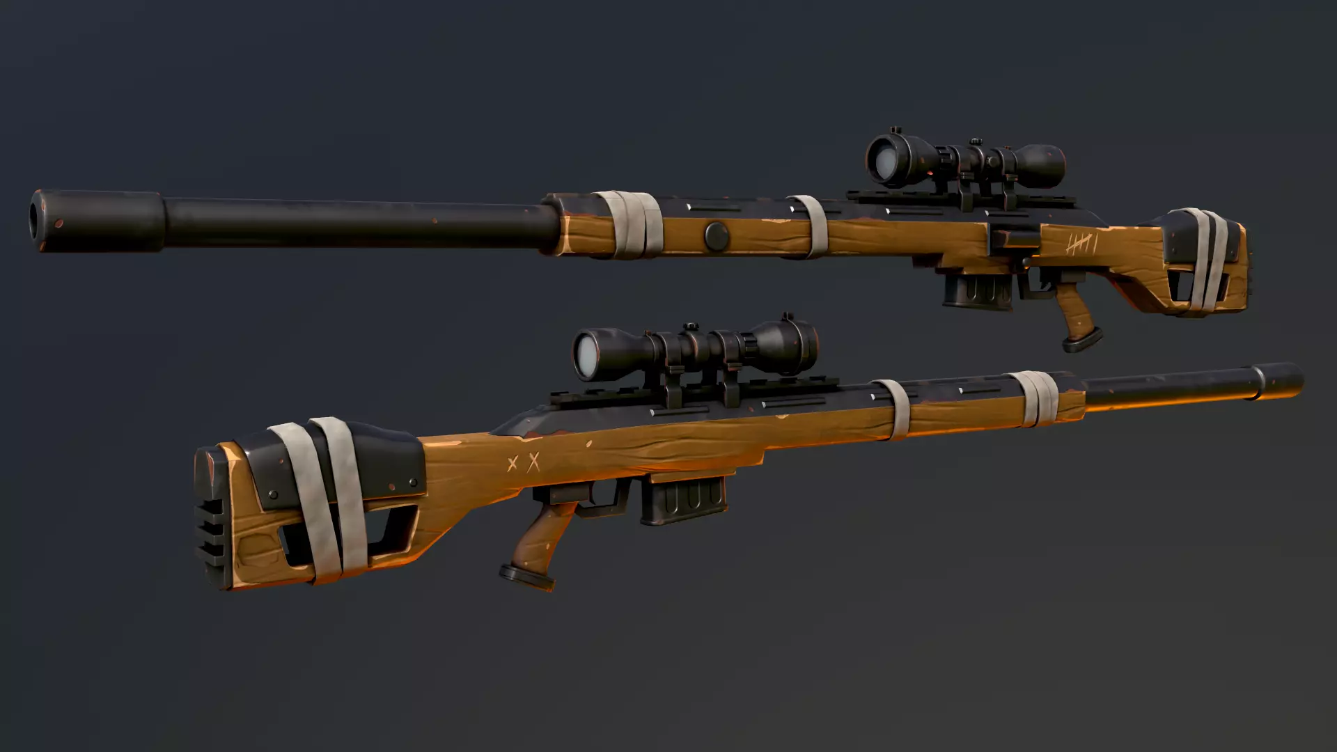 Warfare Magnum British Stylized Sniper Gun Low-poly 3D model_0