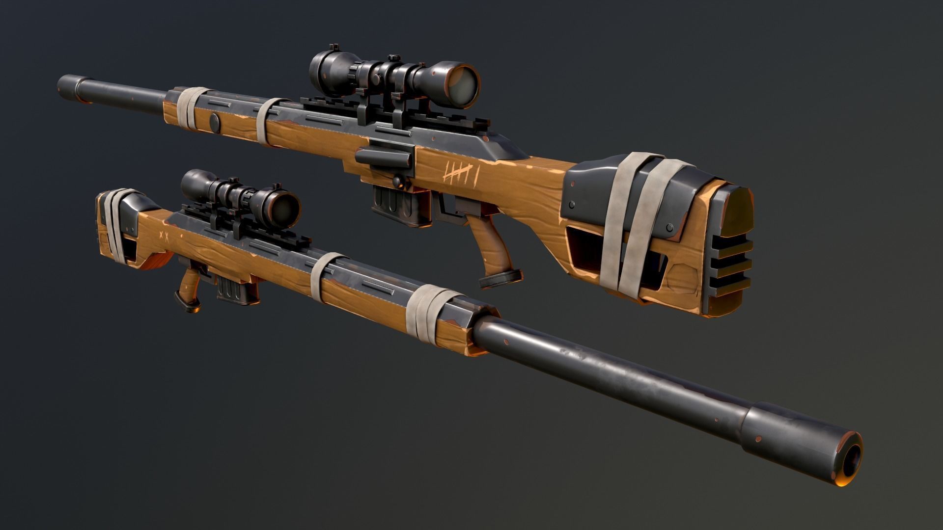 Warfare Magnum British Stylized Sniper Gun Low-poly 3D model_3