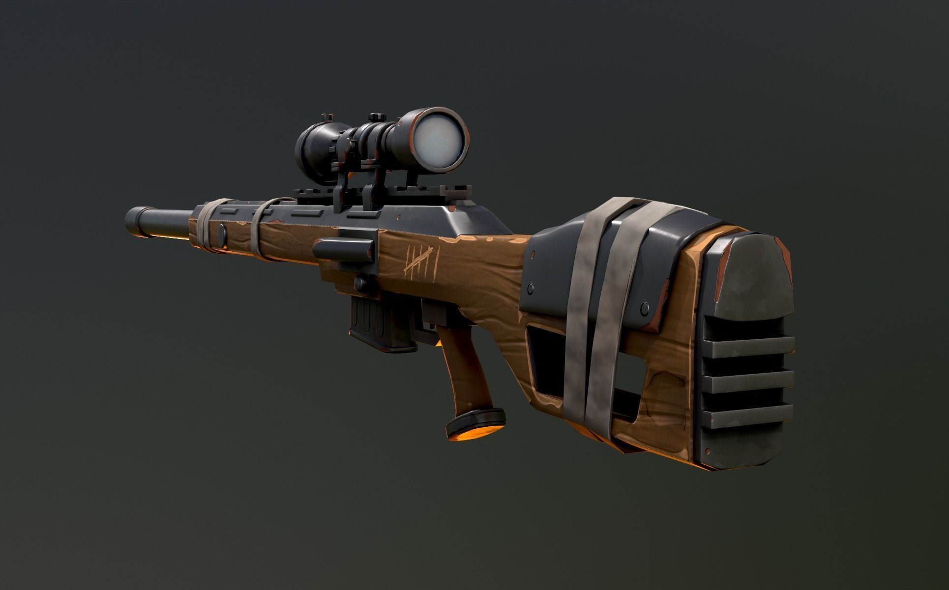 Warfare Magnum British Stylized Sniper Gun Low-poly 3D model_11