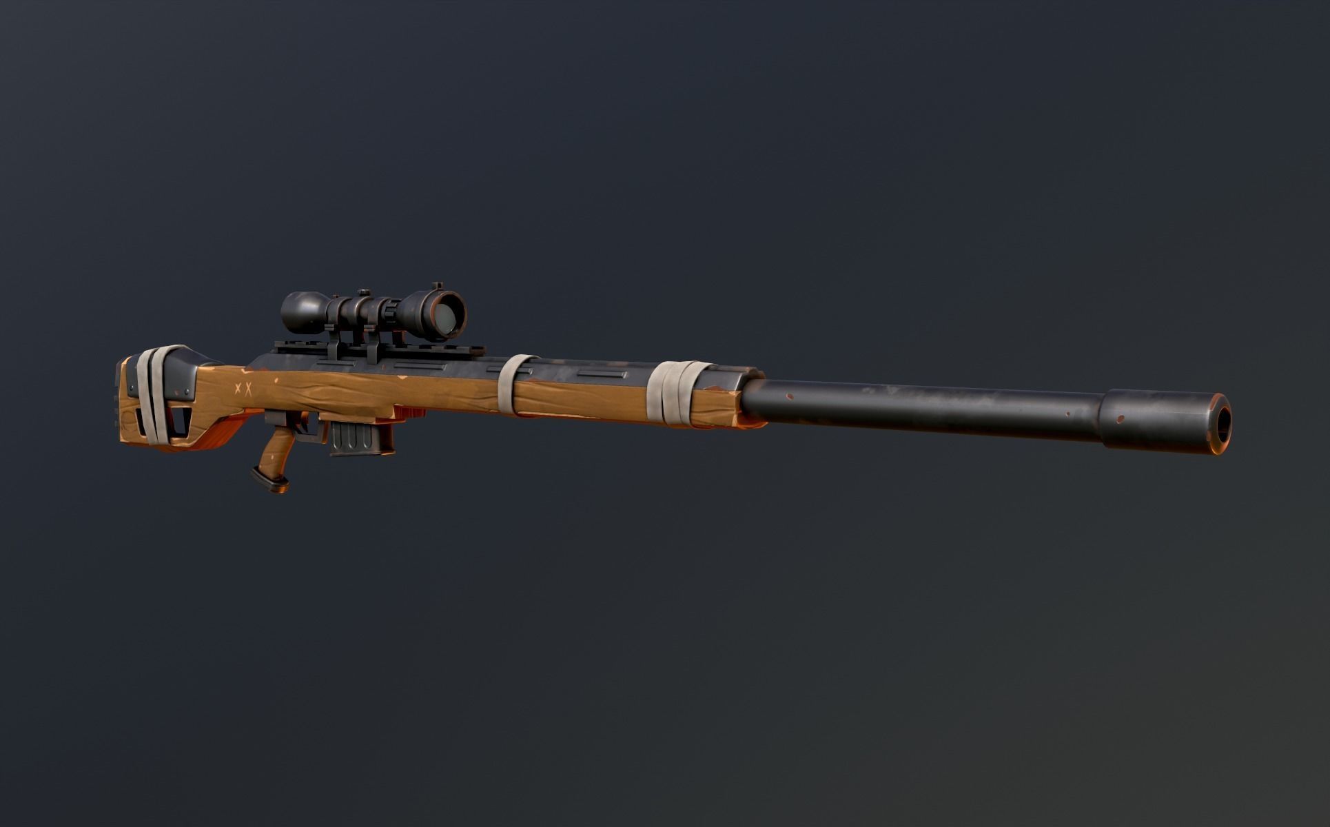 Warfare Magnum British Stylized Sniper Gun Low-poly 3D model_8
