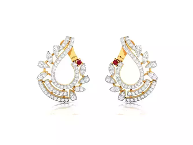 Women Earrings 3dm render detail