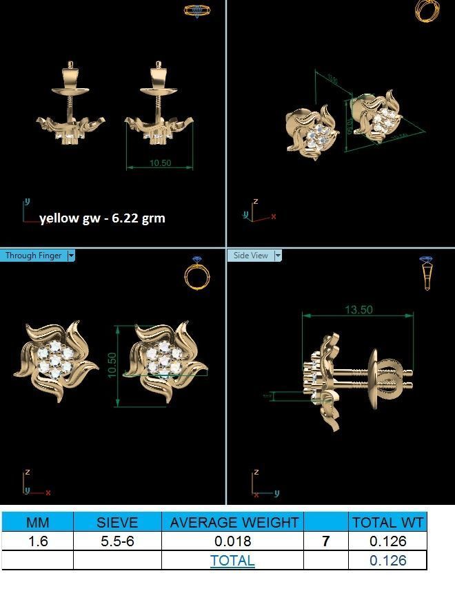 Women Earrings 3dm render detail 3D print model_3