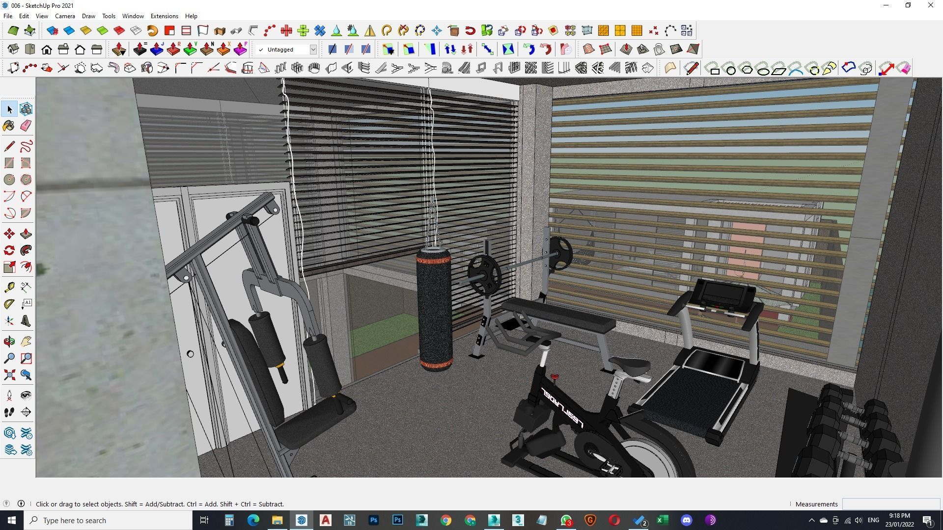 Exterior and Interior House with open water pool in courtyard 3D model_28