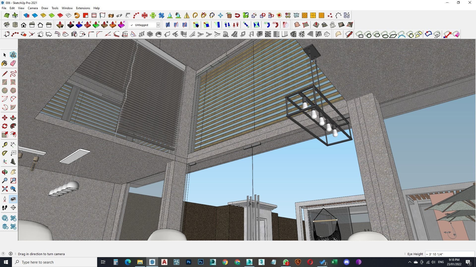 Exterior and Interior House with open water pool in courtyard 3D model_26