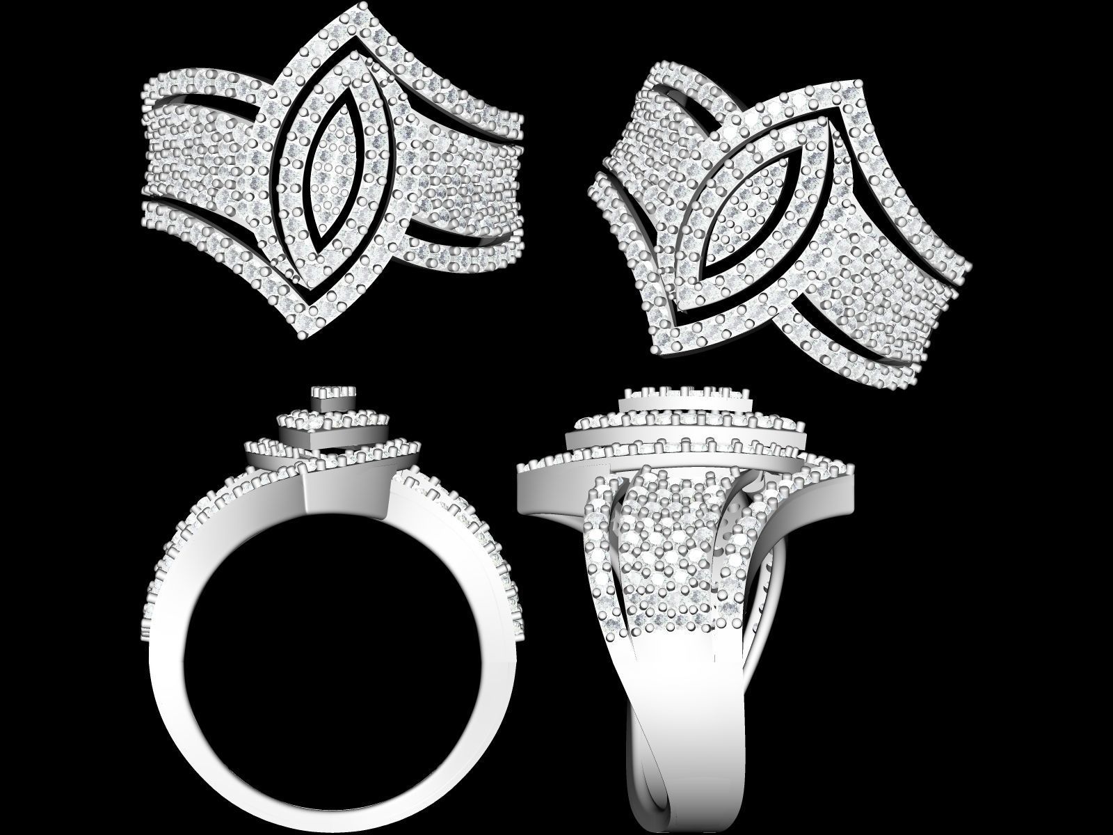 Women cocktail ring 3dm render detail 3D print model_5