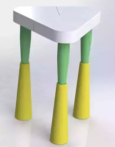 Folding puzzle table with three legs 3D print model
