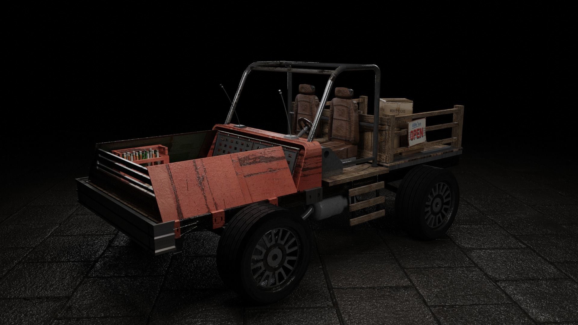 Old Rusted Mini Wagon 3D model_1