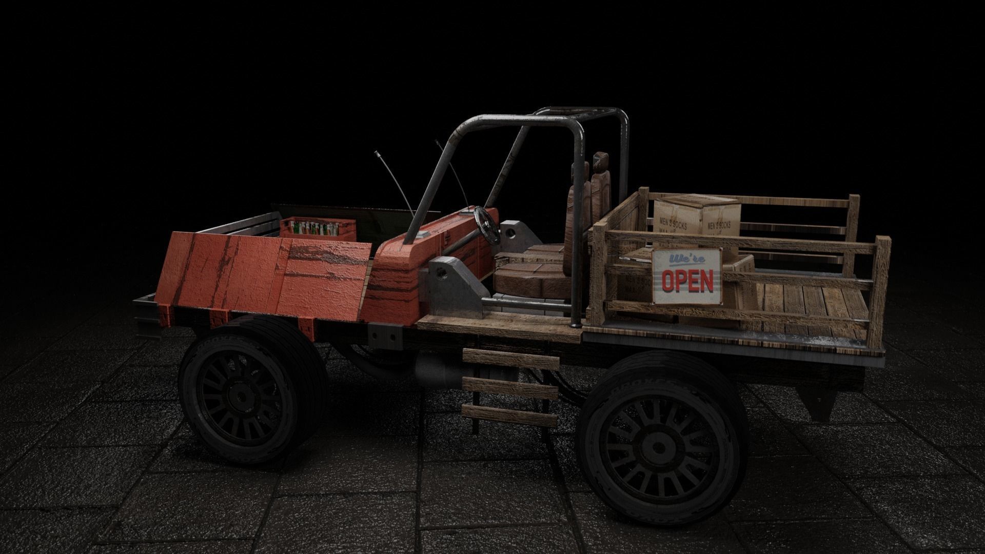 Old Rusted Mini Wagon 3D model_5