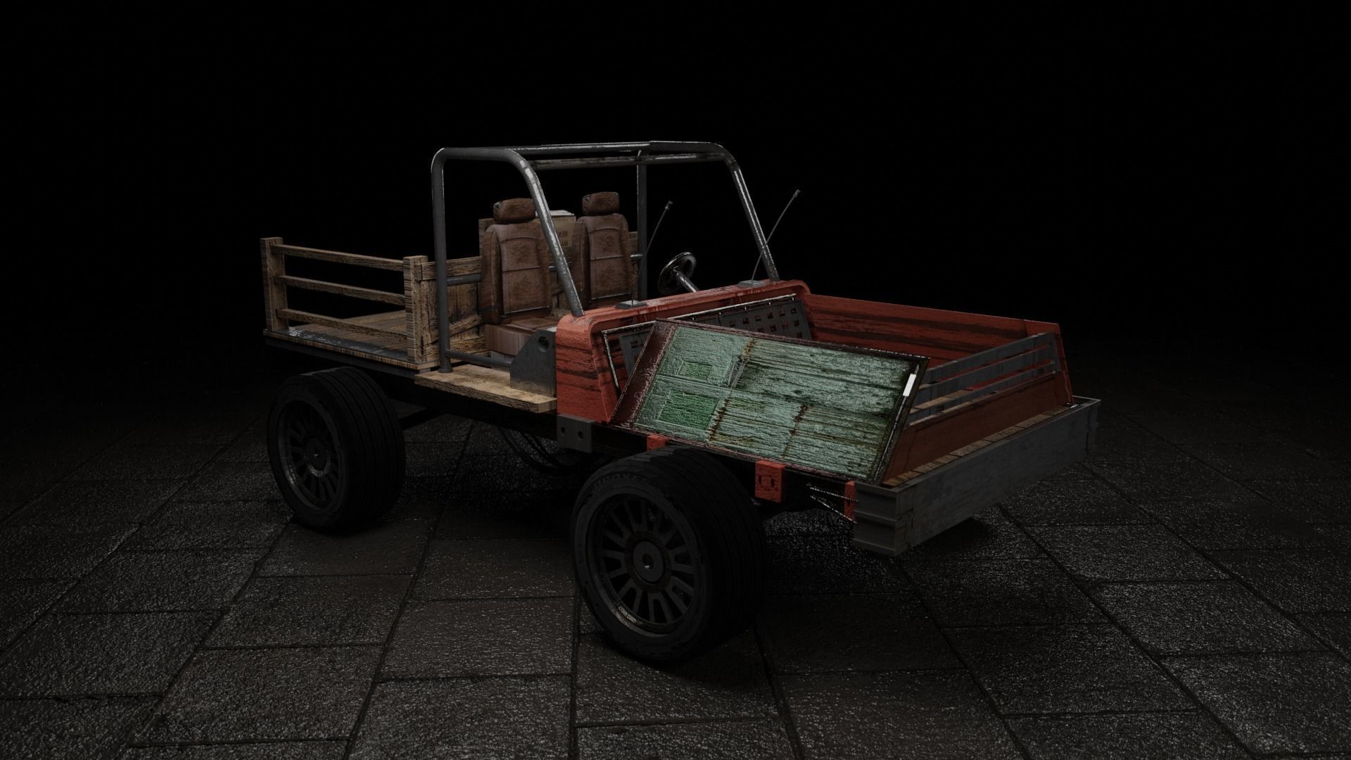 Old Rusted Mini Wagon 3D model_8