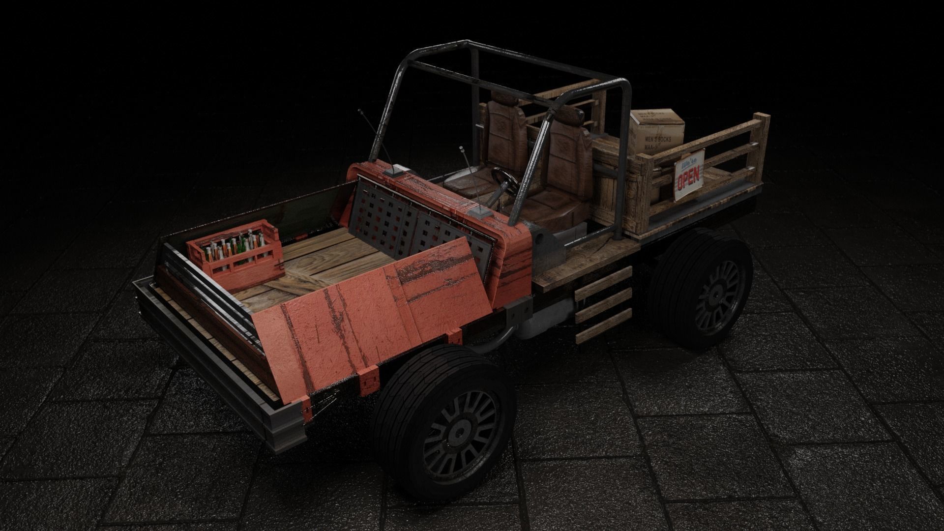 Old Rusted Mini Wagon 3D model_10