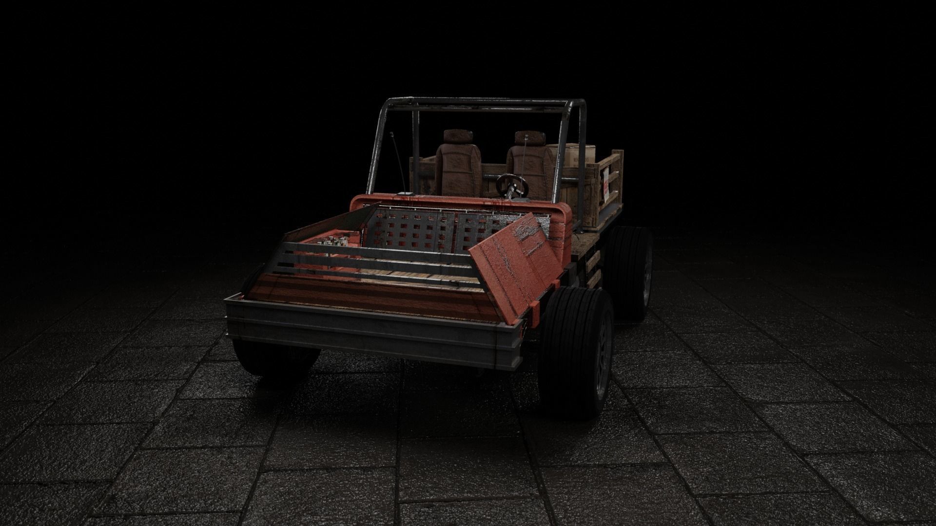 Old Rusted Mini Wagon 3D model_9
