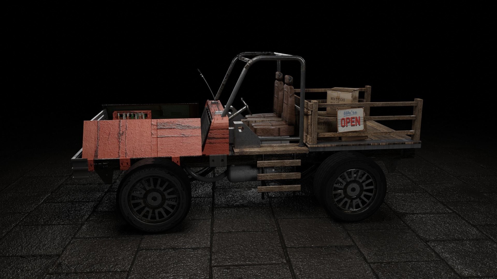 Old Rusted Mini Wagon 3D model_6