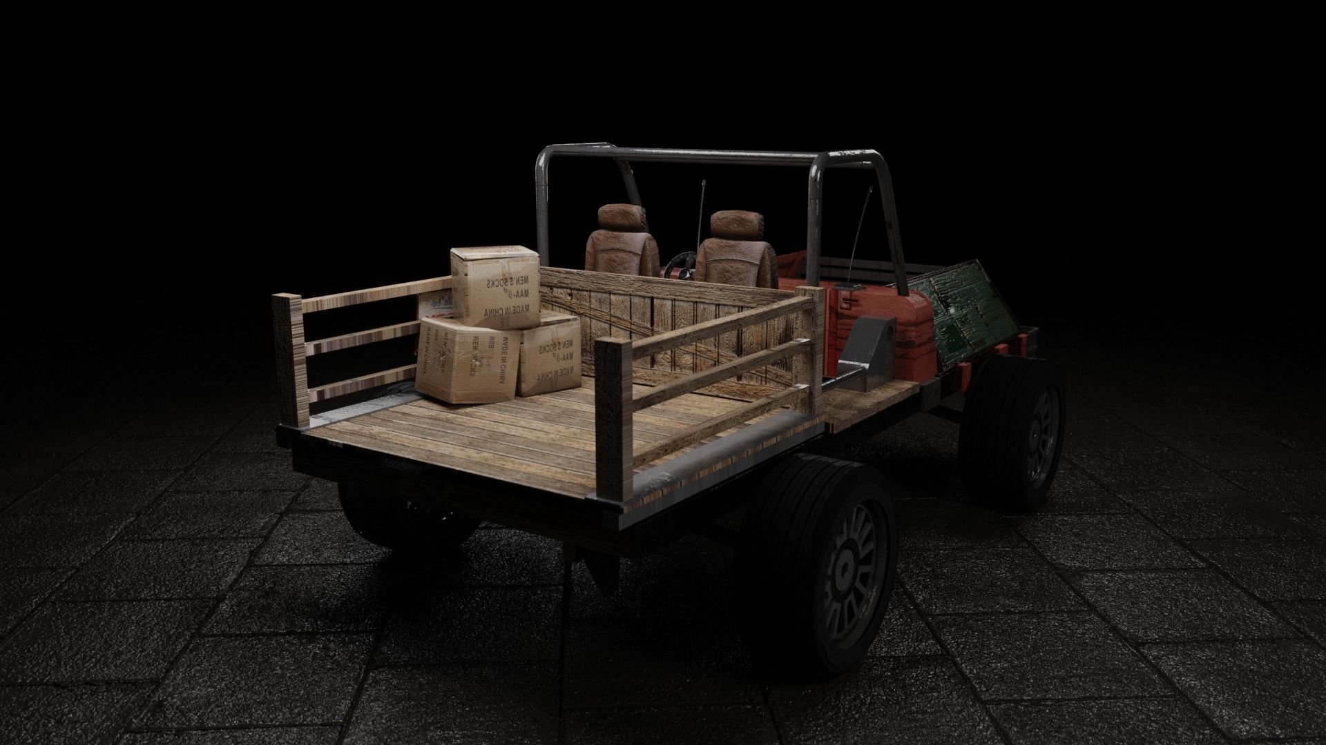 Old Rusted Mini Wagon 3D model_7