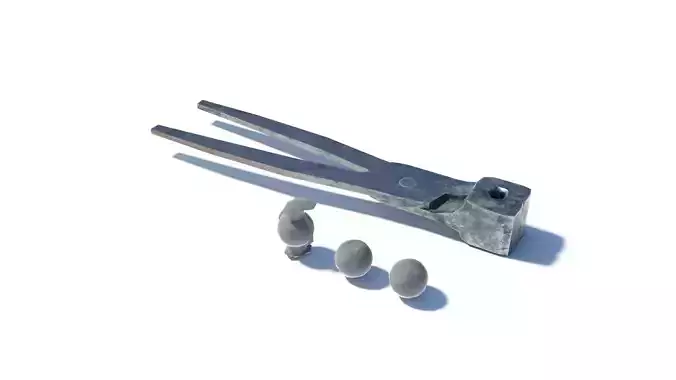 Mold pliers for musket bullets Low-poly 3D model