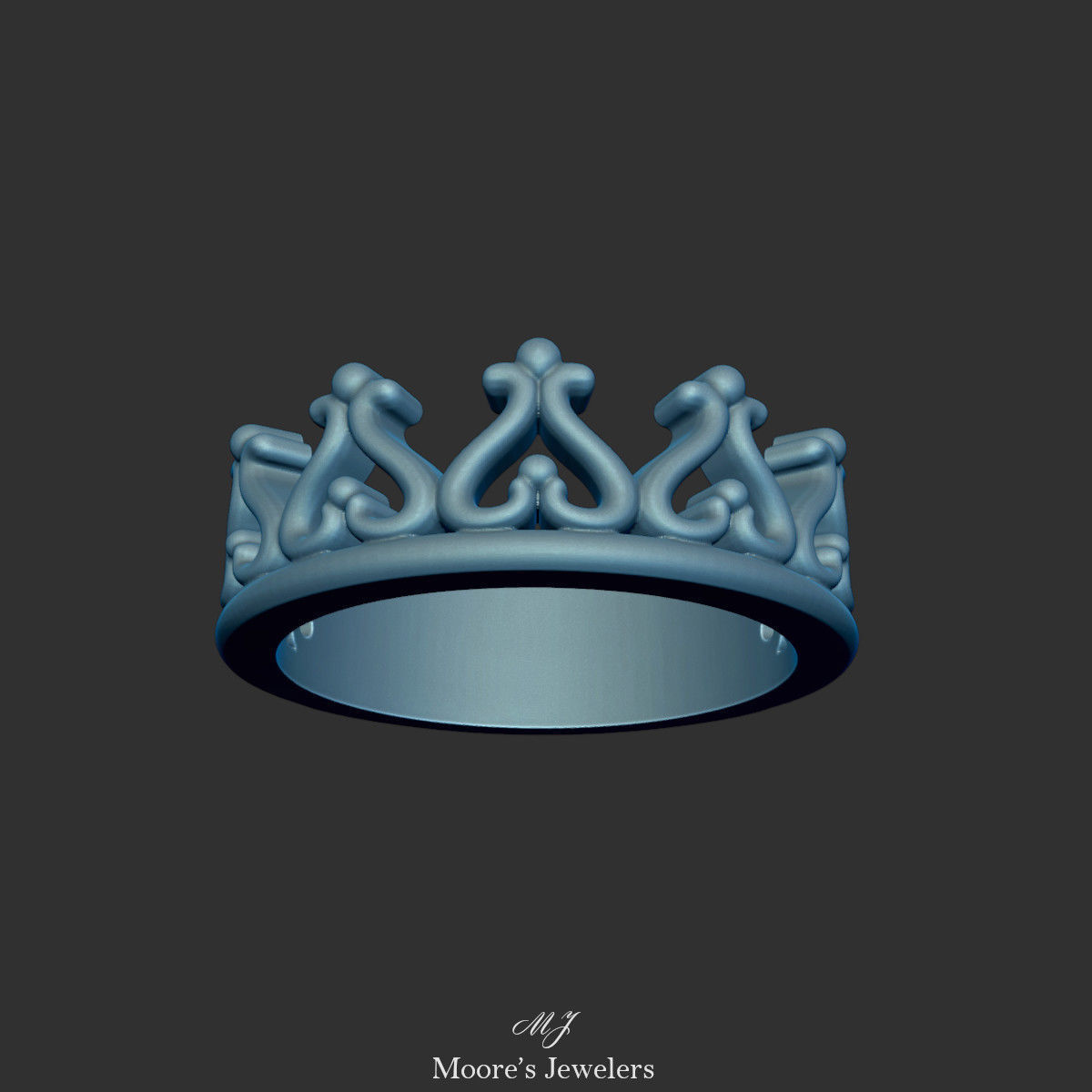 Half Crown Ring 3d Model 3D print model_3