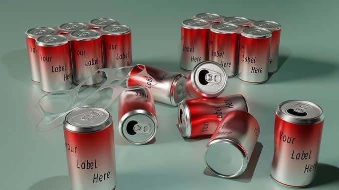 Six Pack of Cans Low-poly 3D model