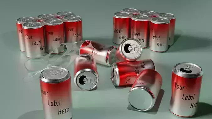 Six Pack of Cans Low-poly 3D model