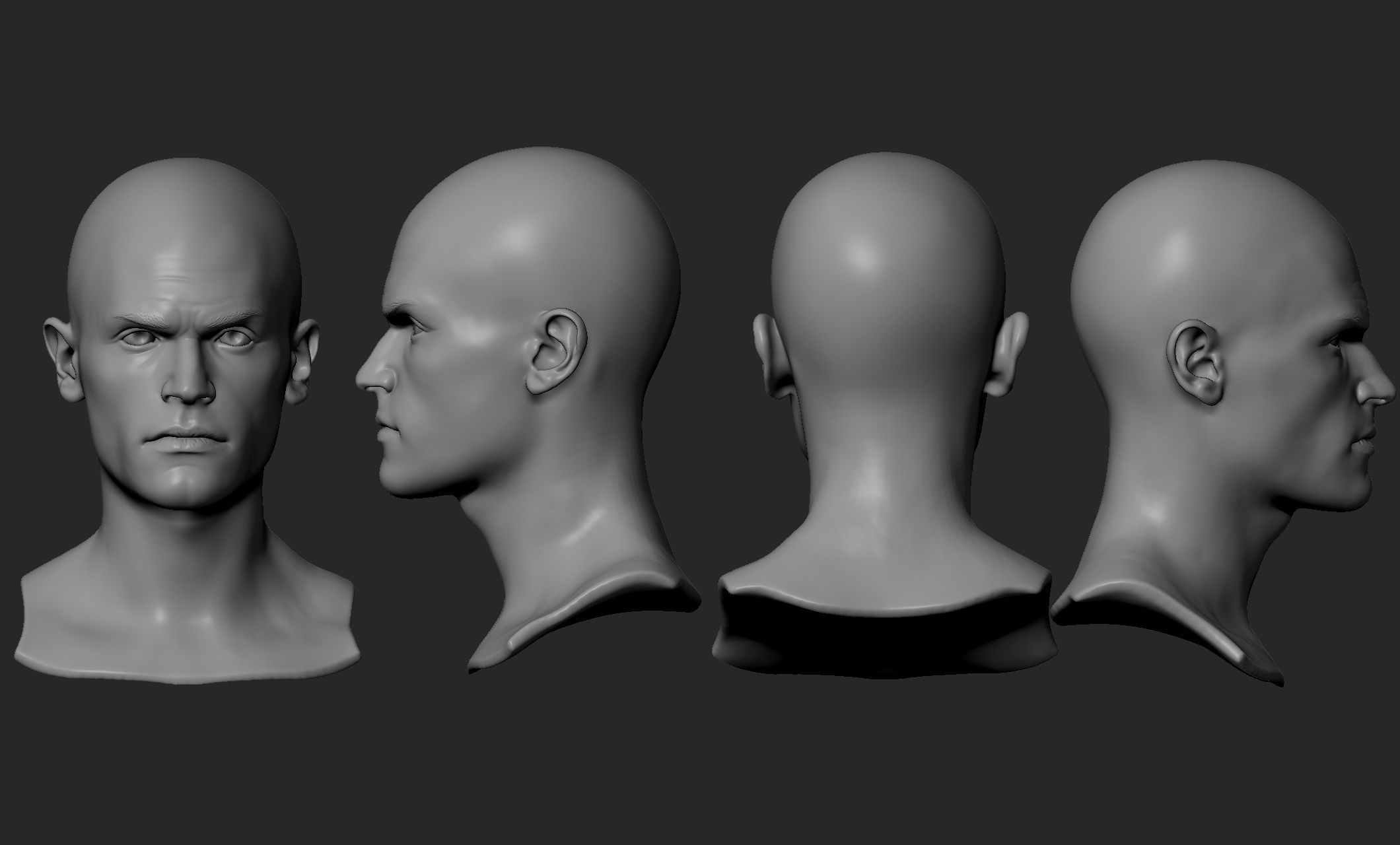 Male Head with Hair and Beard 3D model_12