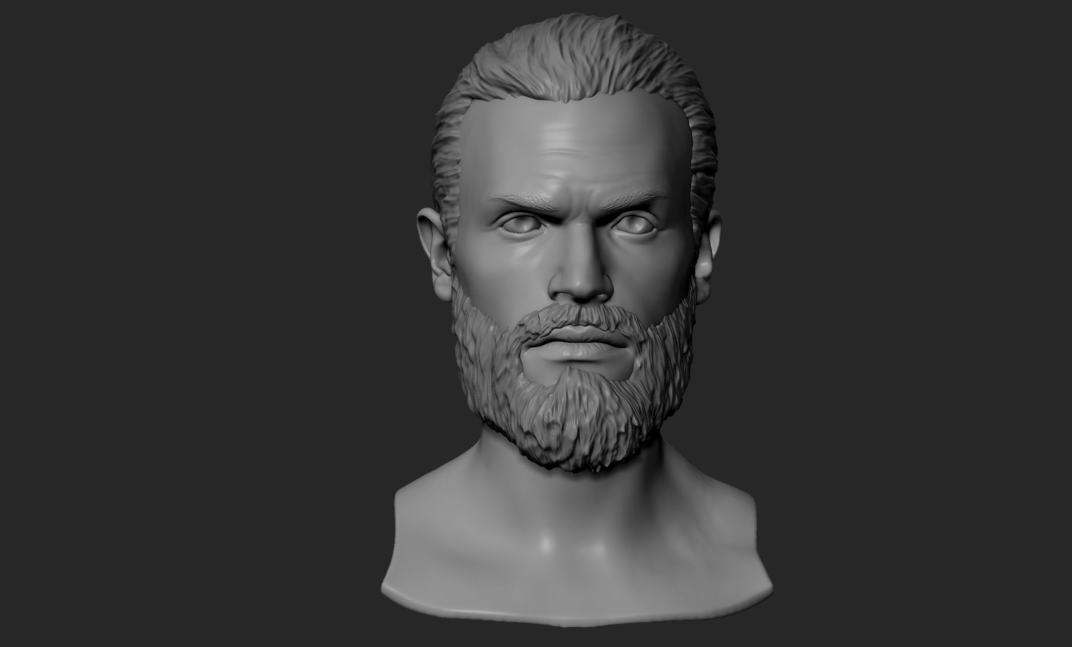 Male Head with Hair and Beard 3D model_1