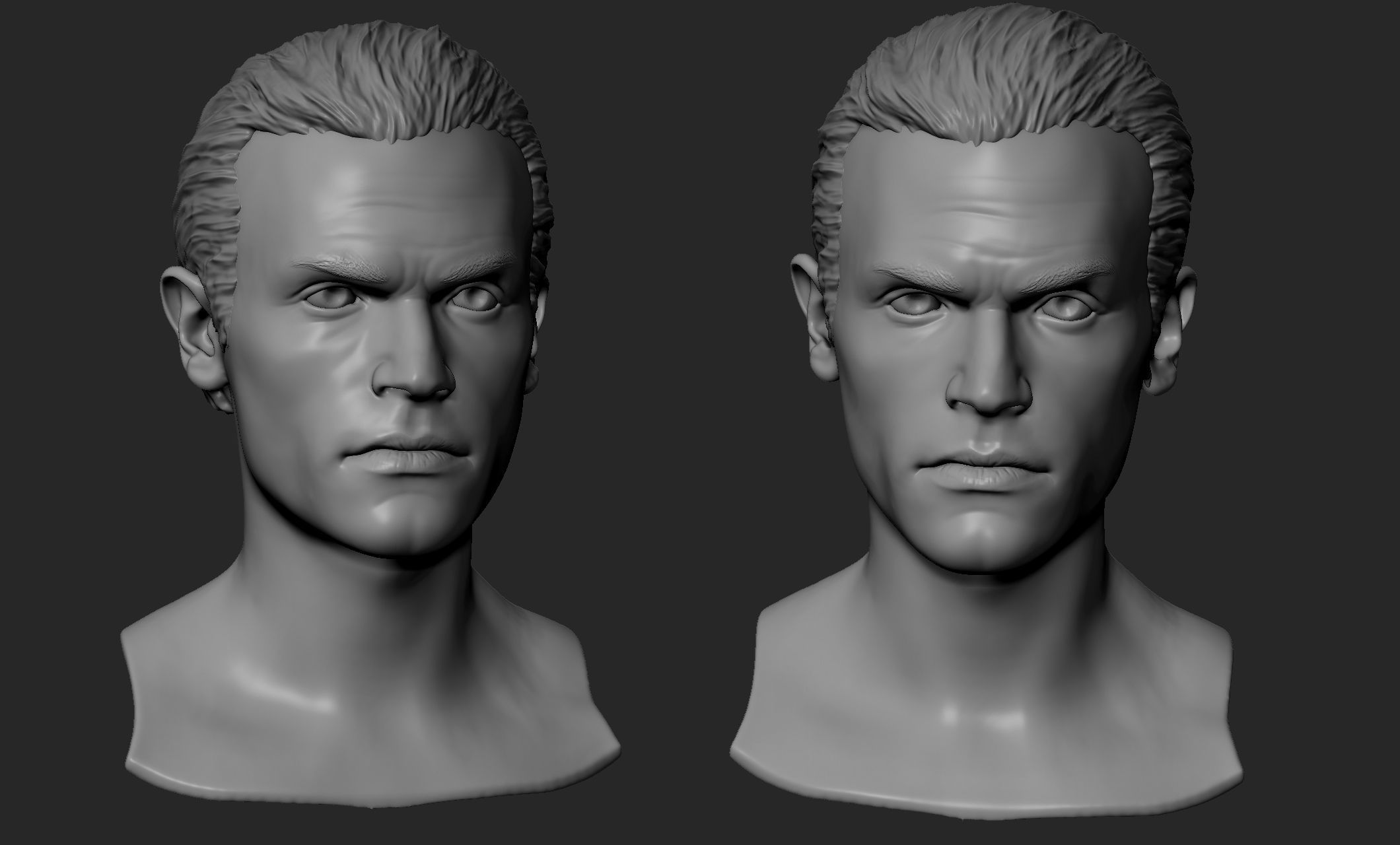 Male Head with Hair and Beard 3D model_11