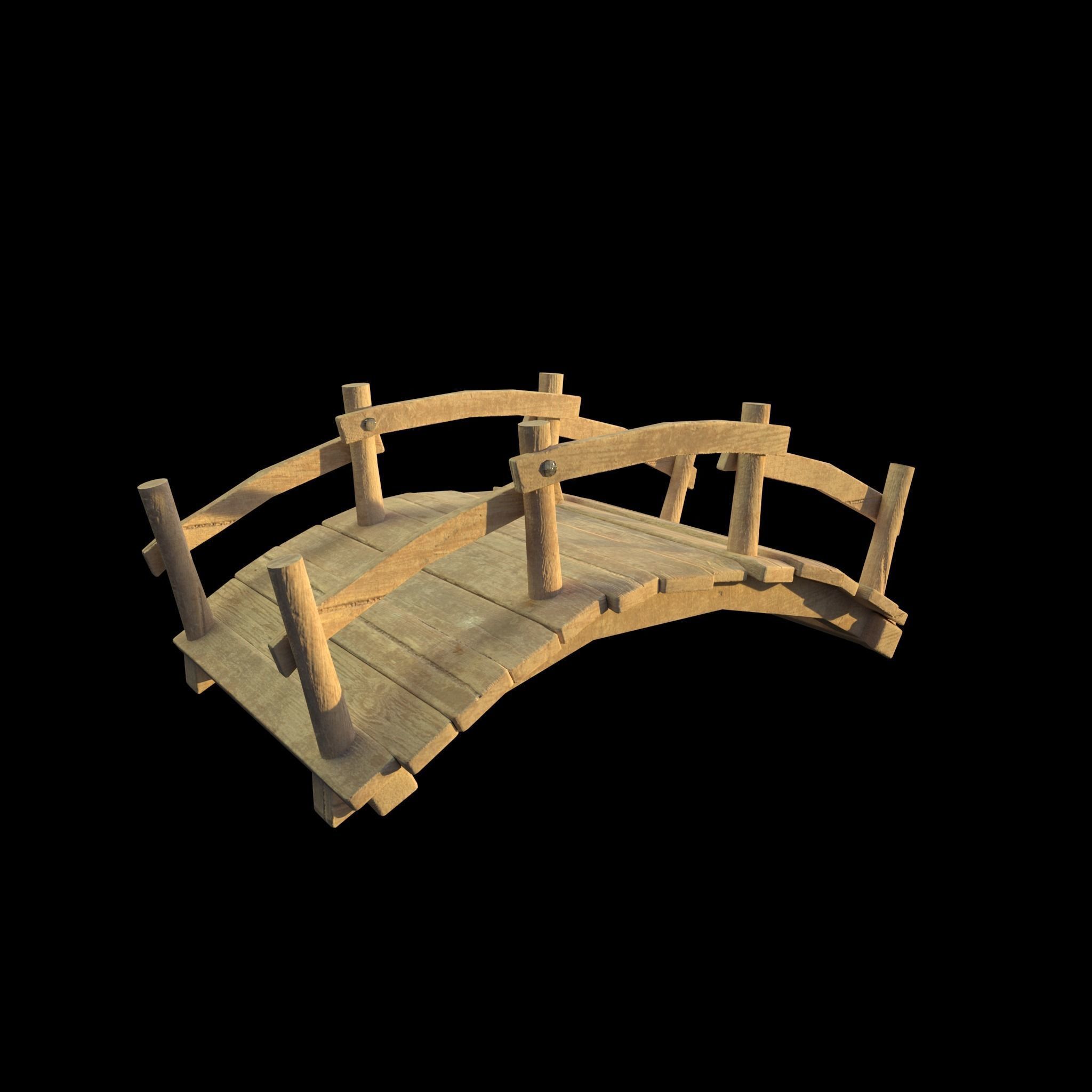 Wooden Bridge Game Ready Low-poly 3D model_1