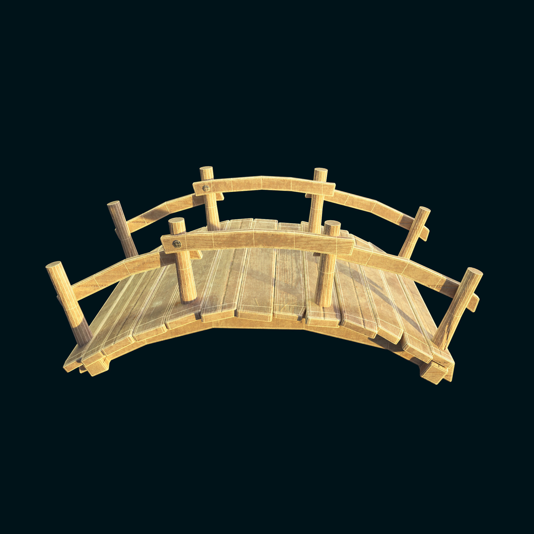 Wooden Bridge Game Ready Low-poly 3D model_8