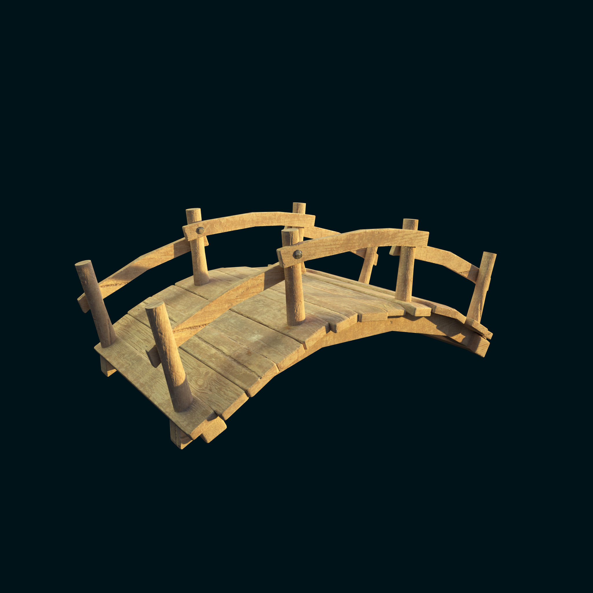 Wooden Bridge Game Ready Low-poly 3D model_4