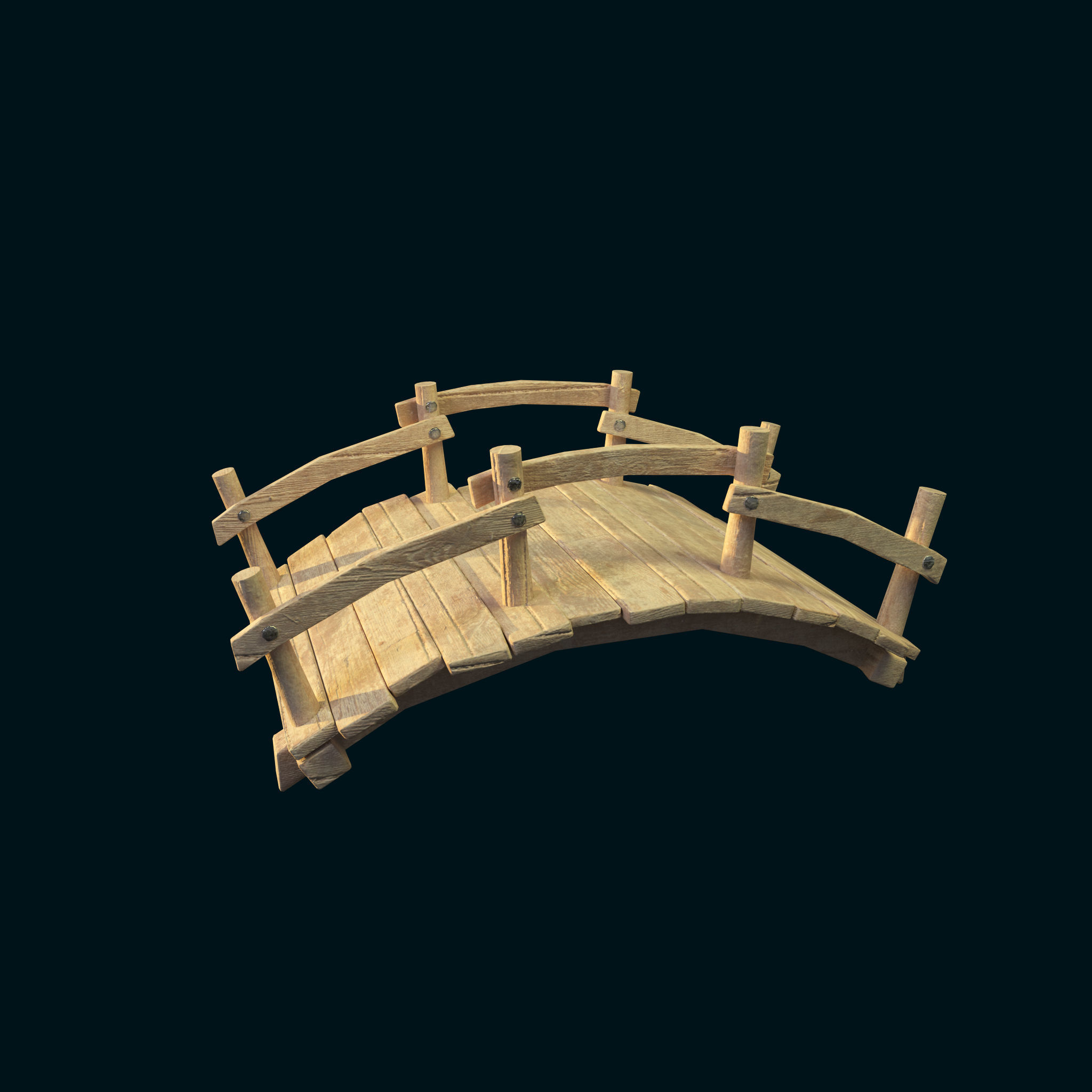 Wooden Bridge Game Ready Low-poly 3D model_3